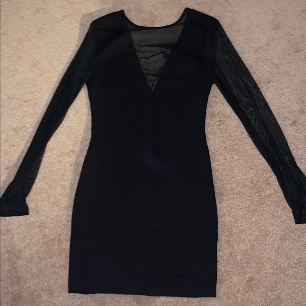 Black Mesh Bodycon Dress